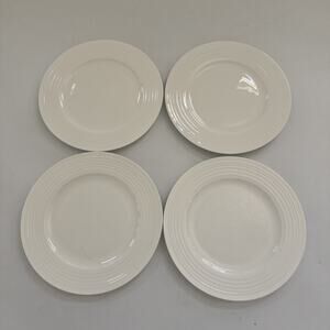 Mikasa Bone China Swirl Set of 4 Salad Plates 9" White Modern